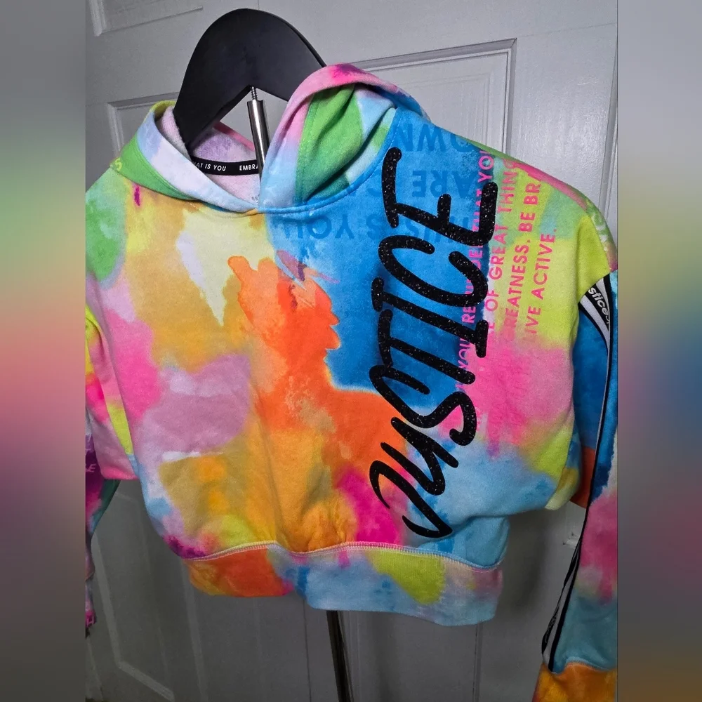 Justice Rainbow Hoodie- Vibrant, Colorful, & Bright- Size XS (5/6)